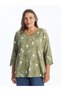 Lcw Grace Green V-Neck Print Women's Blouse