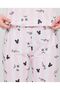 Crew Neck Short Sleeve Pink White Striped Panda Figured Cotton Combed Pajama Set - 5