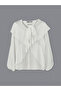 White Tie-Neck Women's Blouse - 5