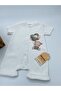 Bebe Kids Flying Balloon Teddy Bear Pattern Snap Fastener Short Sleeve Shorts Jumpsuit (Zıbın) 100% Cotton - 2