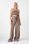 100% Cotton Muslin Fabric - High Waist Front Cargo Pocket Trousers