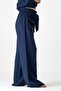 Muslin Fabric 100% Cotton High Waist Front Cargo Pocket Trousers - Navy Blue - 4