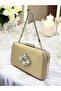 Nude Color Satin Stone Handle Women's Evening Dress Bag