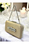 Nude Color Satin Stone Handle Women's Evening Dress Bag