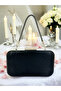 Black Color Satin Platinum Stone Handle Women's Evening Dress Bag Wedding Engagement Graduation - 3