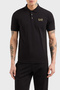 Men's Regular Fit Logo Printed Short Sleeve Cotton Black Polo Neck T-Shirt