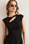 Women's Black Drop Low-Cut Shoulder Detailed Cotton Modal Blouse Blz- 19002881 - 4