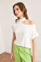 Women's White One Shoulder Low-Cut Viscose Blouse Blz- 19002882 - 3
