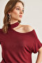 Women's Burgundy One Shoulder Low-Cut Viscose Blouse Blz- 19002882 - 5