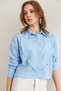 Women's Blue Heart Detailed Woven Crop Shirt Gml- 19001302 - 5