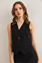 Women's Black Fleto Pocket Premium Lined Double Vest Ylk- 19000057 - 2