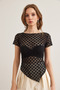 Women's Black Asymmetrical Lace Blouse Blz-19002888 - 3