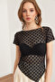 Women's Black Asymmetrical Lace Blouse Blz-19002888