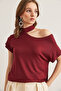 Women's Burgundy One Shoulder Low-Cut Viscose Blouse Blz- 19002882 - 4