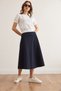 Women's Navy Blue Waist Banded Thessaloniki Bell Skirt Etk- 19000297 - 2