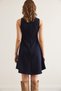 Women's Navy Blue Crew Neck Flared Knitted Crepe Dress Elb- 19002347 - 8