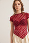 Women's Burgundy Six Asymmetrical Lace Blouse Blz- 19002888 - 3