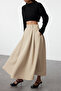 Beige Pleated Maxi Length Woven Skirt Tedaw25Et00000 - 2