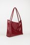 Women's Begonia Burgundy Wrinkled Faux Leather Large Size Zipper Closure Handbag and Shoulder Bag