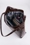 Women's Begonia Bitter Brown Wrinkled Faux Leather Large Size Zipper Closure Handbag and Shoulder Bag - 4