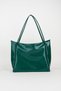 Women's Begonia Green Wrinkled Faux Leather Large Size Zipper Closure Handbag and Shoulder Bag - 2