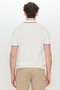 Men's Ecru 100% Cotton Standard Fit Regular Cut Polo Neck Knitwear T-Shirt - 5