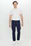 Men's Navy Blue Cotton Slim Fit Slim Fit 5 Pocket Flexible Casual Pants - 2