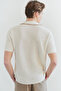 Ecru Regular Textured Knitwear Polo Neck T-Shirt Tmnss25Po00027 - 2