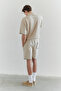 Stone Oversized / Wide Cut Contrast Stitching Detailed Polo Neck T-Shirt - 3
