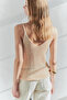 Altın Crop Payetli Metalik İplikli Triko Bluz TWOSS25BZ00321 - 3