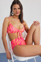 Soyut Desenli Bağlamalı Bralette Kaplı Regular Yüksek Bel Bikini Takımı TBESS25BT00186 - 2