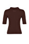 Kahverengi Basic Polo Yaka T-Shirt Görünümlü Triko İnce Bluz TWOSS20BZ0112 - 12