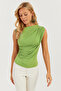 Women's Green Gathered Blouse YZ625 - 5