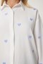 Women's White Lilac Heart Embroidered Woven Shirt Bv00123 - 3