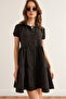 Women's Black Pieced Shirt Dress Elb-19002358 - 2