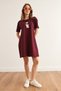 Women's Burgundy Teddy Bear Printed Tunic Dress Elb- 19002352 - 2