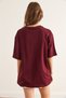Women's Burgundy Eye Printed Foil Detailed T-Shirt Tsh- 19000770 - 2