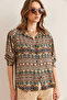 Women's Stone Kilim Washed Soft-Textured Patterned Viscose Shirt GML-19001305 - 3
