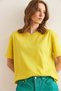 Women's Yellow Embroidered Boyfriend Cotton T-Shirt Tsh- 19000854 - 4
