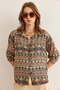 Women's Stone Kilim Washed Soft-Textured Patterned Viscose Shirt GML-19001305 - 2