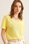 Women's Yellow Flared V-Neck Crop T-Shirt Tsh- 19000861 - 6