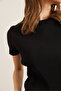 Women's Black Crew Neck Short Sleeve Pleated Blouse Blz- 19002892 - 7