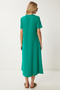 Women's Dark Green A-Line Summer Combed Cotton Dress Ub00060 - 5