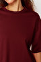 Bordo %100 Kalın Pamuklu Oversize/Geniş Kalıp Bisiklet Yaka Örme T-Shirt TWOSS23TS00040 - 3