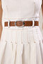 Ekru Kemerli V Yaka Pİleli Mini Denim Elbise TWOSS25EL00739 - 3