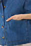 Oversize Blue Denim Jacket - Shirt Collar with Pocket Detail Twoss25Ce00050 - 3