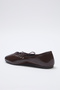 Brown Rope Lace Detailed Almond Toe Women's Ballerinas Takss25Be00014 - 6