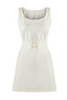 White Belted Linen Blend Straight Cut Mini Woven Dress Twoss25El00705 - 5