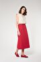 Red Color Pencil Form Long Length Women's Skirt - 4