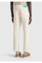 Men's White 100% Cotton Waist Logo Label 5 Pocket Straight Fit Pants - 3